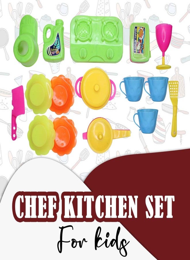 AASA 16 Pcs Portable Cooking Kitchen Play Set Food Party Toy for Girls Multicolor Pack of 1 - Image 2